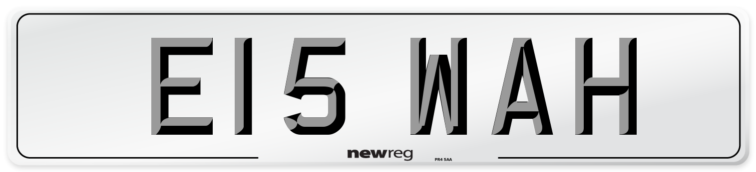 E15 WAH Number Plate from New Reg